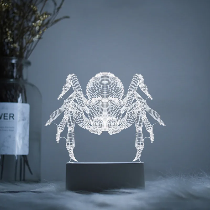 Акриловая светодиодная 3d лампа паук Тарантул с сенсорным экраном|Ночники| |