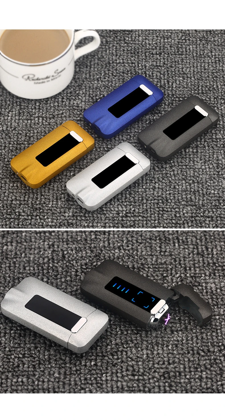 Сенсорная Индукционная электрическая зажигалка с дисплеем питания USB Электронная зажигалка для сигарет металлическая двойная дуговая плазменная зажигалка ветрозащитный подарок