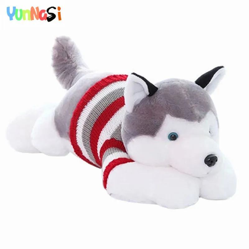 Мягкие игрушки YunNasi Husky со свитером 70 см плюшевые для детей Имитация животных