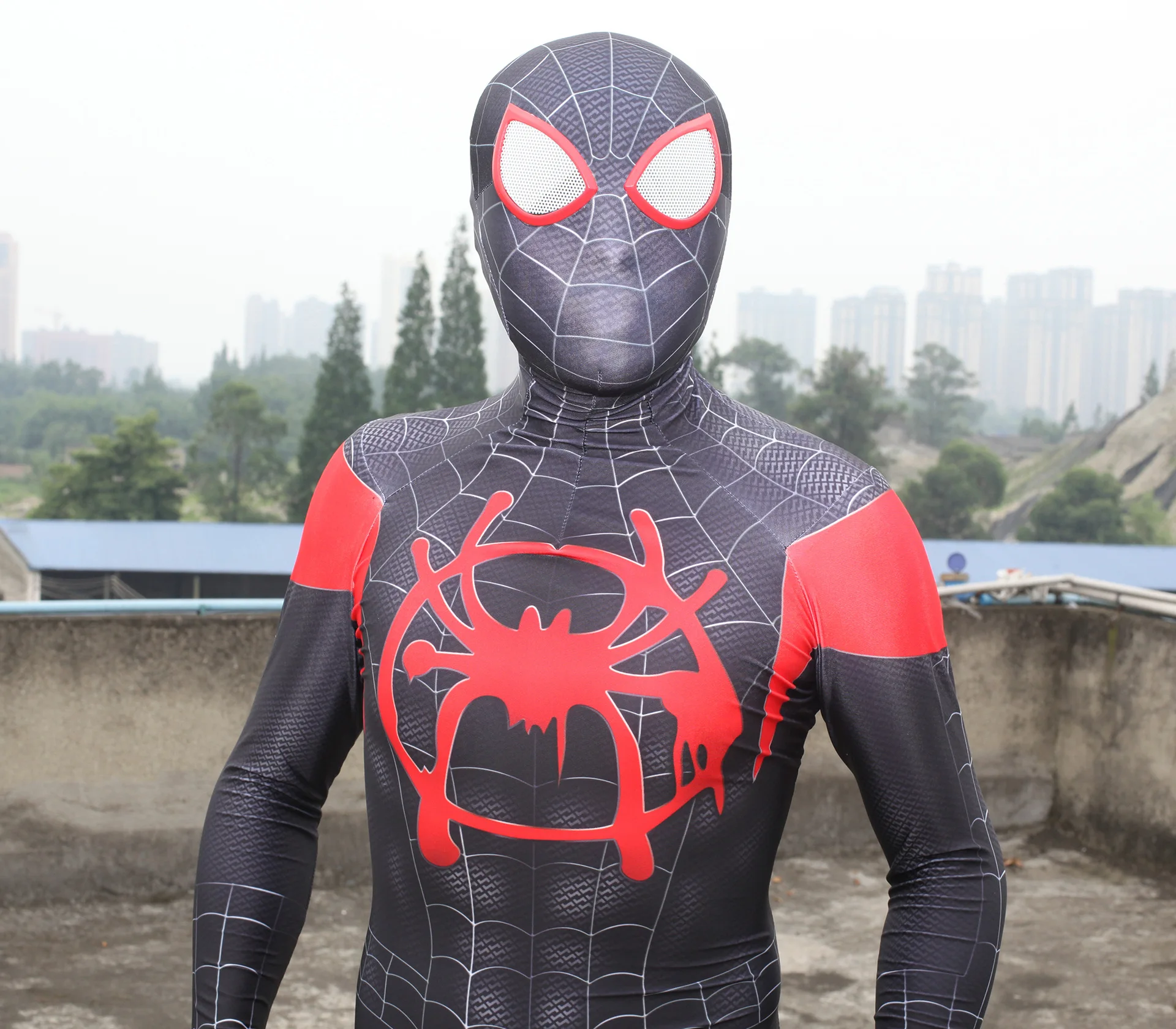 3D Spider-Man Cos Halloween Jumpsuits Conjoined Black Spiderman Costumes Zentai Superhero Bodysuit Mask for Adult Kids | Дом и сад