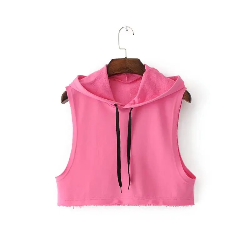 Anspretty одежда сексуальный худи укороченный женский без рукавов Короткая