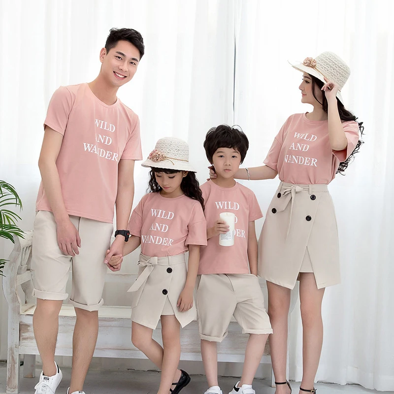 Новинка 2017 летний Семейный комплект для мамы и дочки футболка с коротким рукавом