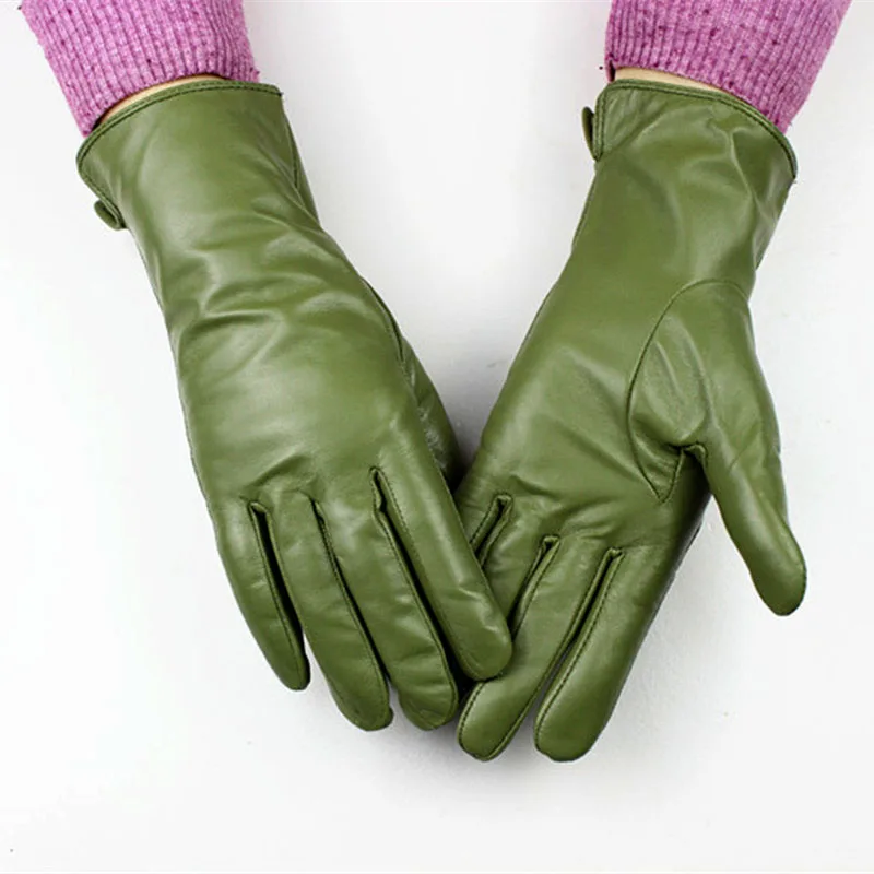 Перчатки тактические женские из овечьей кожи с шерстяной подкладкой весна-осень