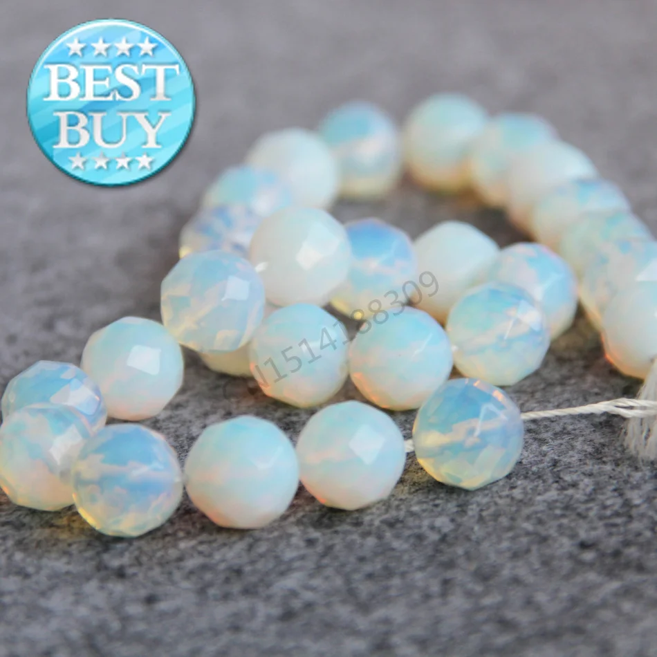 Новое ожерелье и браслет 14 мм лунный камень Шри-Ланка Ограненный опал бусины