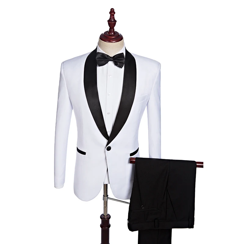 same as photo Последние мужские s Slim Fit Свадебные костюмы мужские повседневные облегающие Смокинги шаль костюмы с лацканами белые мужские портной костюмы, куртки, брюки - Цвет: same as photo