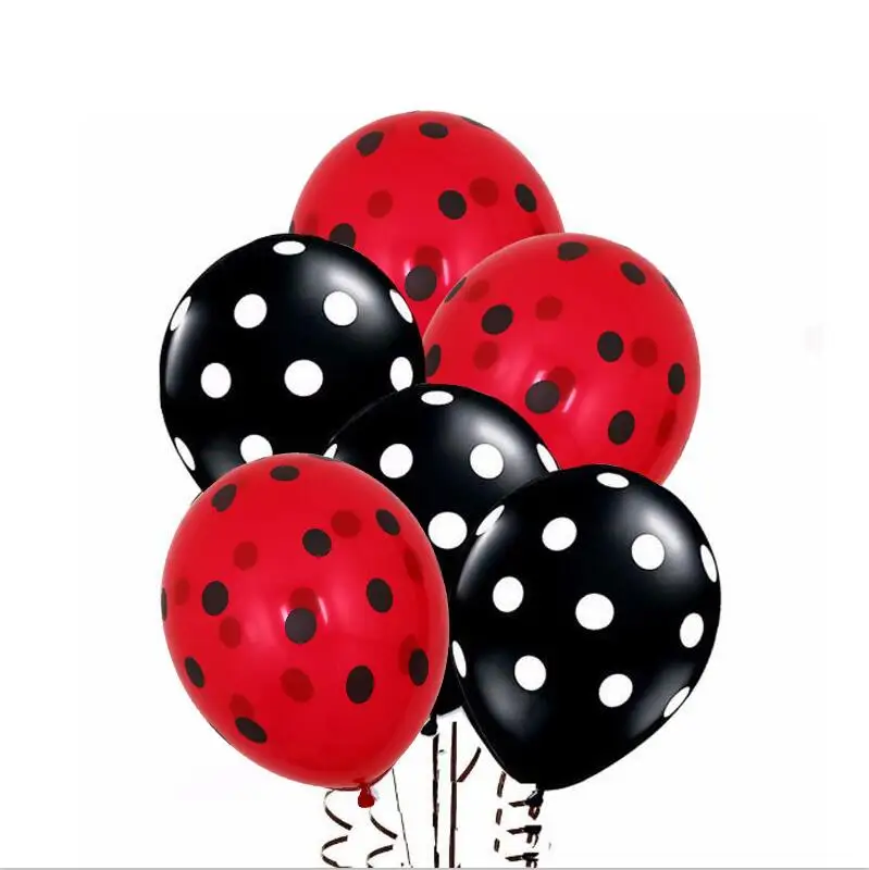 10 шт божья коровка Черное Красное Пятно горошек латексные шары globos Микки Минни вечерние подарки на день рождения воздушные шары Свадебный декор - Цвет: 10pcs red black