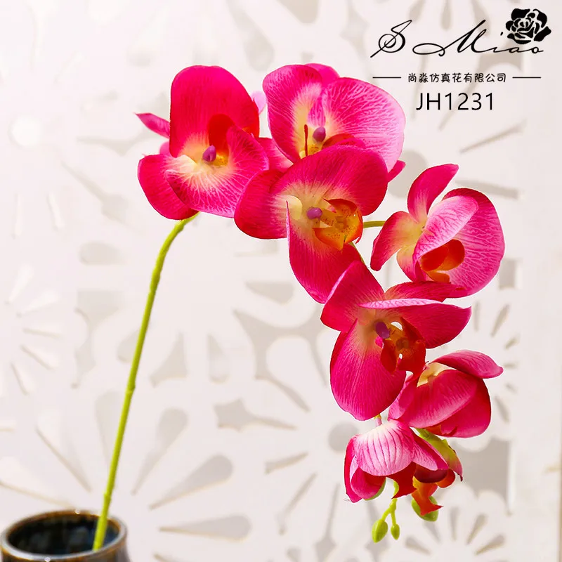 9Flowers Fushia 70-90 см бежевый розовый синий белый искусственная Орхидея, бабочка цветок для дома сад фестиваль вечерние украшения искусственные цветы - Цвет: 9Flowers Fushia