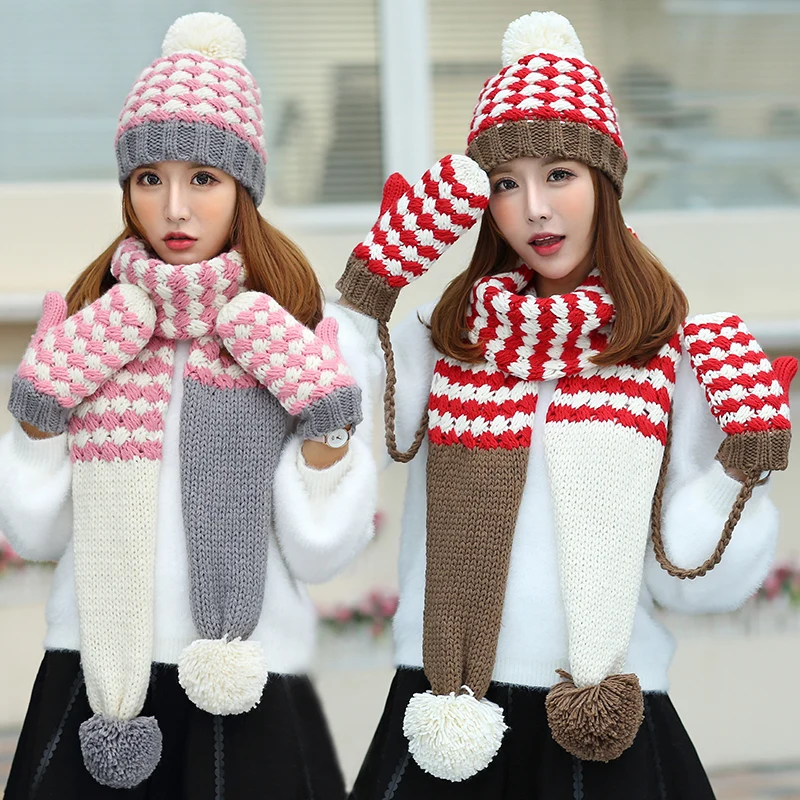 CIVICHIC милые комплекты теплой одежды женская вязаная шапка и шарф перчатки