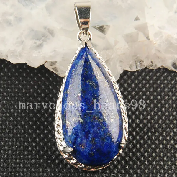 Бесплатная доставка, красивые ювелирные изделия, натуральный Лазурит, капли воды для женщин и мужчин, кулон из бисера MC3210