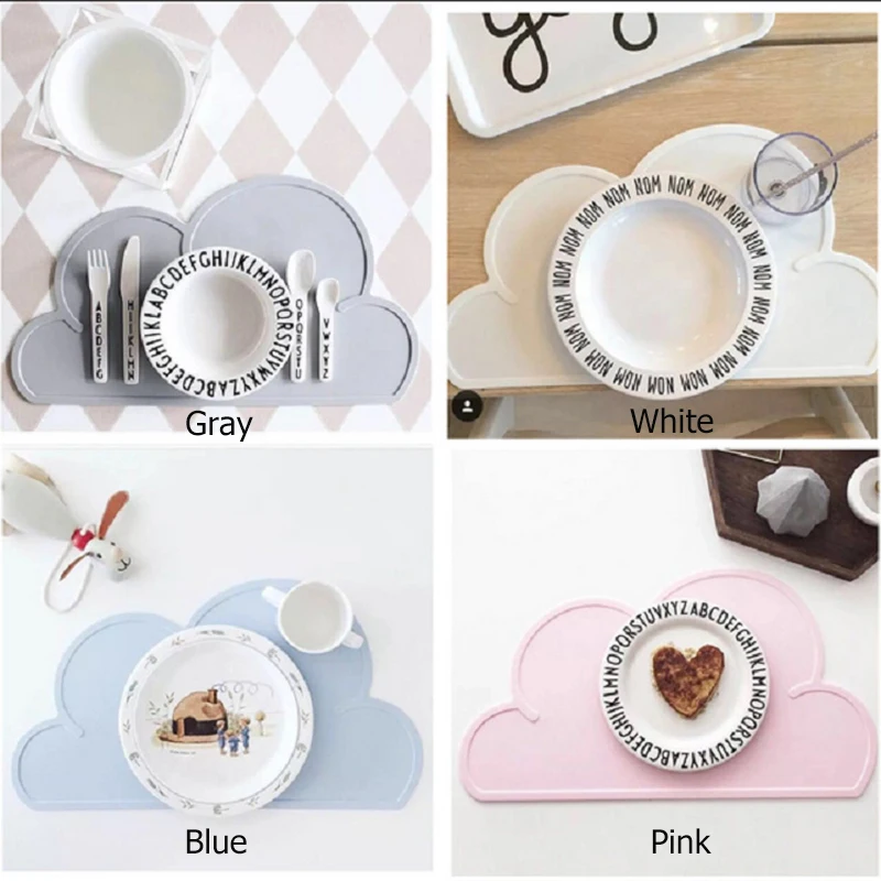 Силиконовые детское блюдо пластина коврик Placemat водостойкая детская облачная