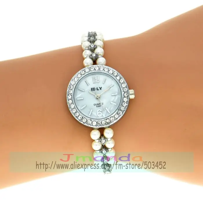 100 шт./лот модные женские часы браслет элегантные кварцевые с украшением из