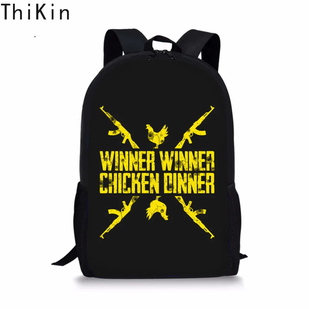 as picture THIKIN черный Мужской Рюкзак классный PUBG тематический принт женские школьные принадлежности Повседневная сумка для книг для детей Для мальчиков и девочек - Цвет: as picture
