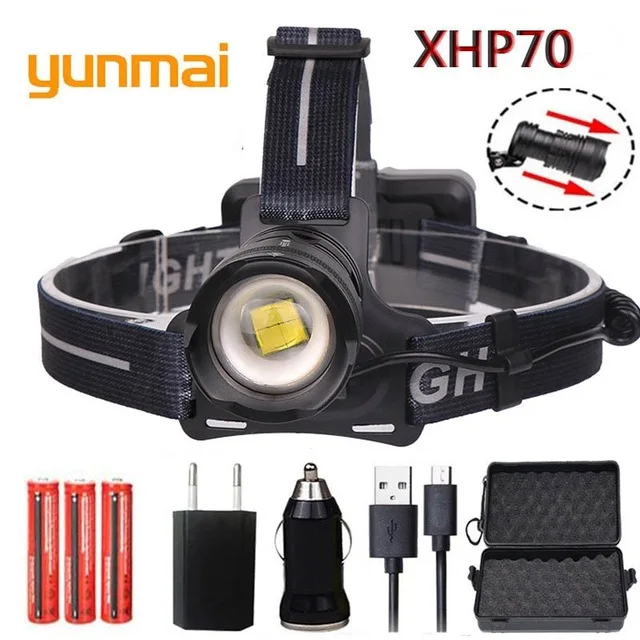 C yunmai суперяркий 32 Вт XHP70.2 мощный головной светильник, светодиодный налобный фонарь 45000лм, мощный головной светильник, увеличительный головной светильник, фонарь - Испускаемый цвет: C