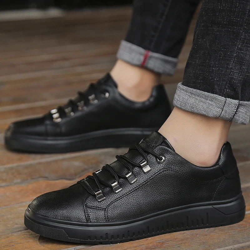 Loveontop Mens sneakers Casual Shoes Male Flats White Color Leather shoes Fashion Popular Lace-UP comfortable | Обувь