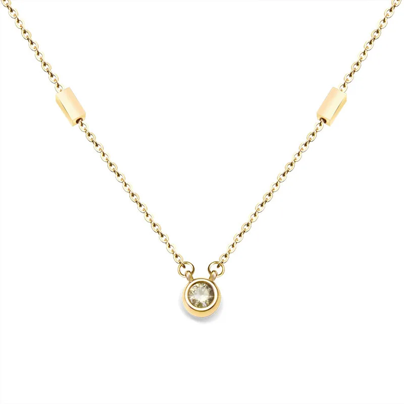 

Hot Sale Single Crystal White Gold Color / Yellow Gold Color / Rose Gold Color Titanium Steel Necklace