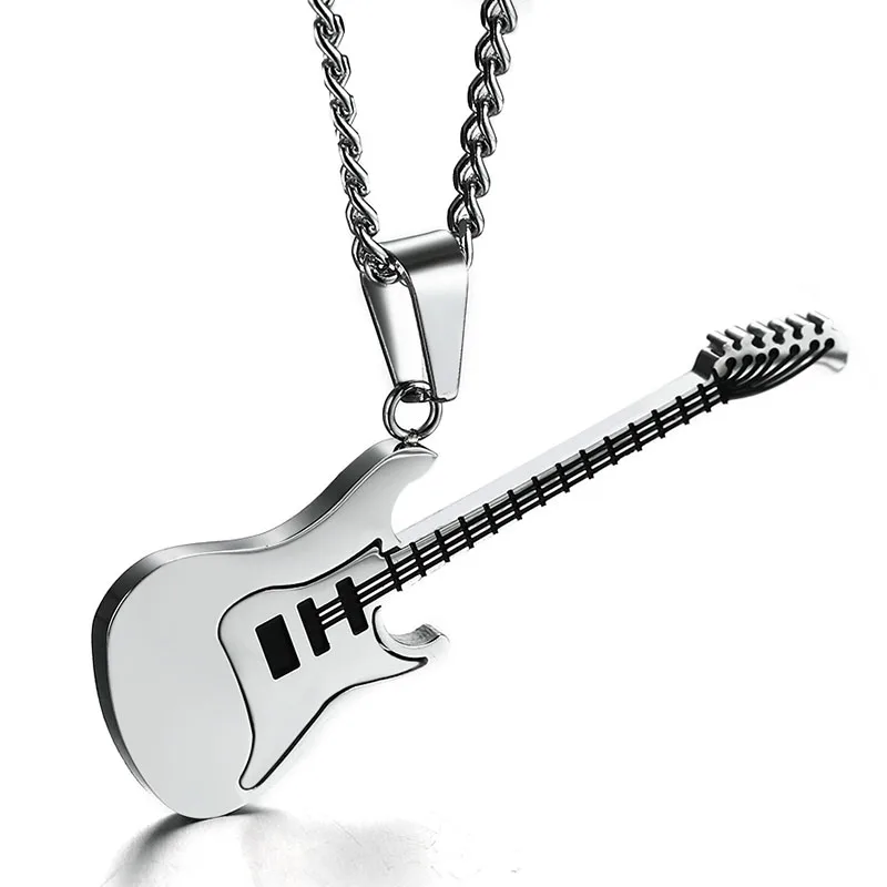 Премиум качество из нержавеющей стали Personallity &amp UniqueGuitar кулон ожерелье серебро