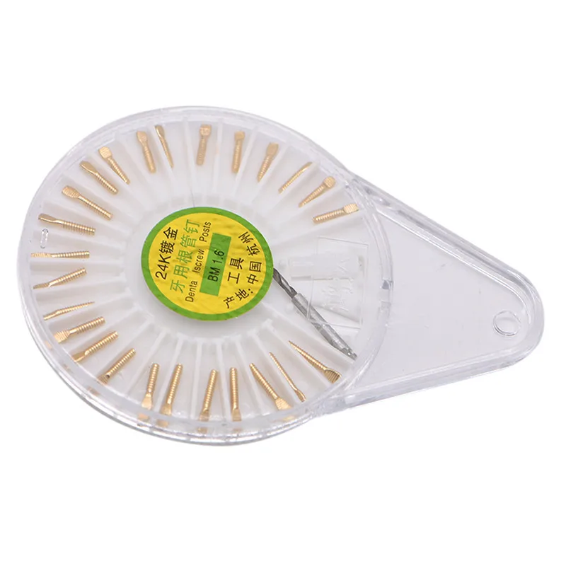 25 шт./кор. стоматолог винт сообщения набор для передних зубов стоматологические винт комплект Нержавеющая сталь с покрытыем цвета чистого 24 каратного золота сообщения стоматологический пополнения файлов
