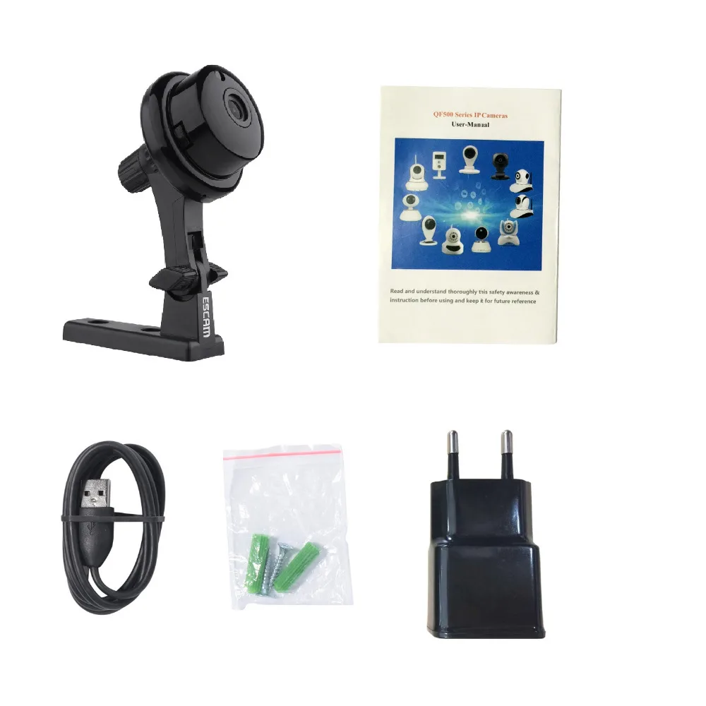 

Escam Button Q6 1MP HD 720P Mini WIFI IP Camera Indoor Infrared Day/Night Vision Onvif Support Motion Detection Max 128GB Card