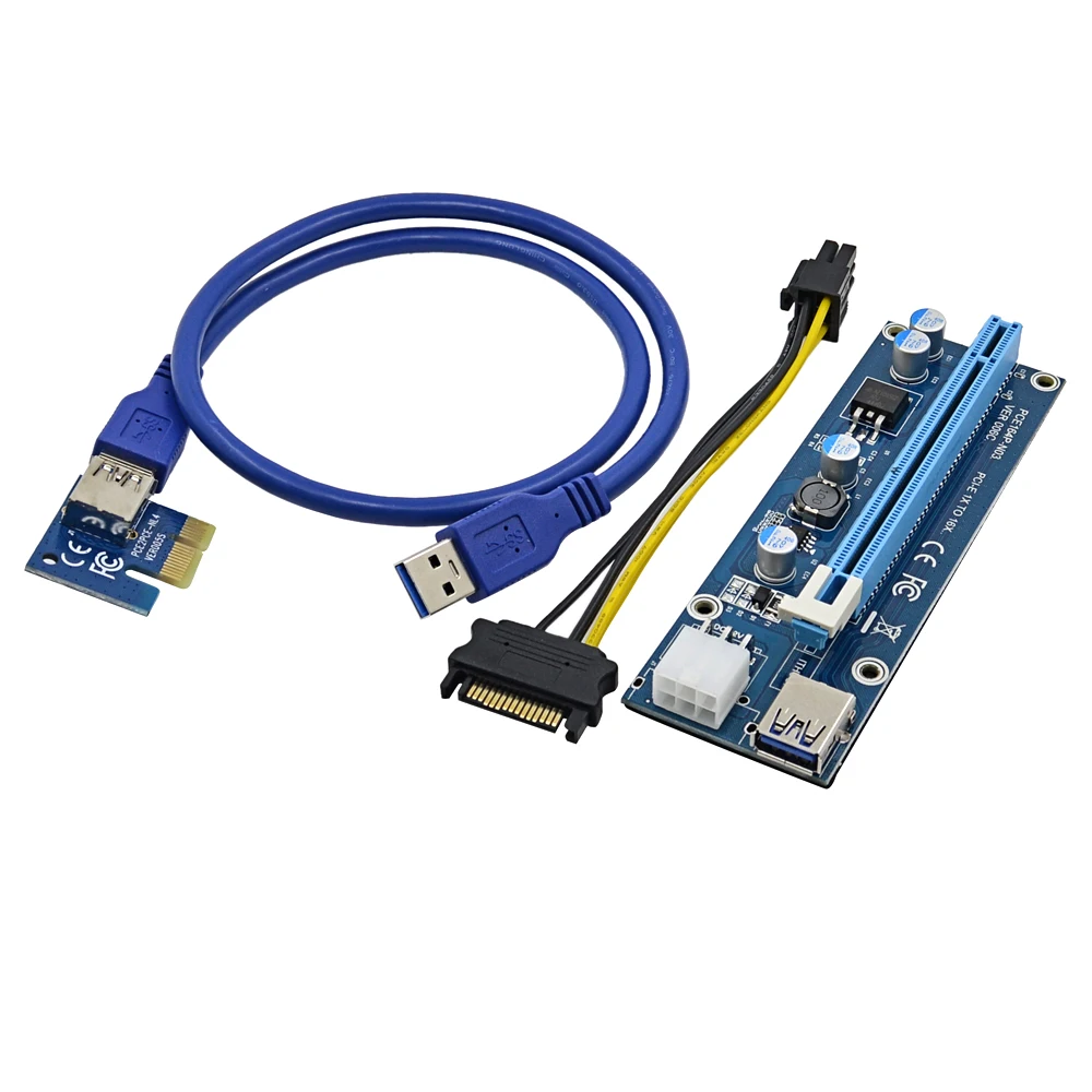 CHIPAL 10 шт. 0 6 м PCI Express E 1X к 16X расширитель переходных карт + кабель USB 3 0/15 pin 6Pin питания