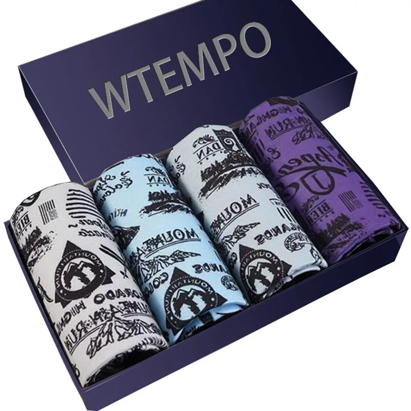 Бренд WTEMPO сексуальное нижнее белье модные мужские короткие боксеры с принтом