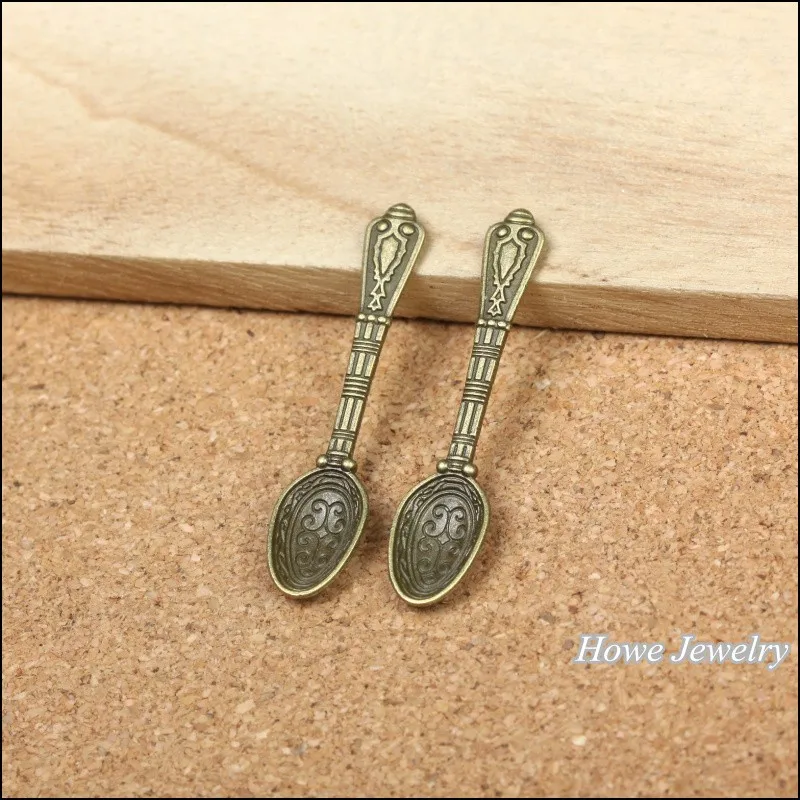 28 шт. качество античная бронза кулон-ложка сплав DIY Мода Шарм браслет ожерелье ювелирные изделия аксессуары
