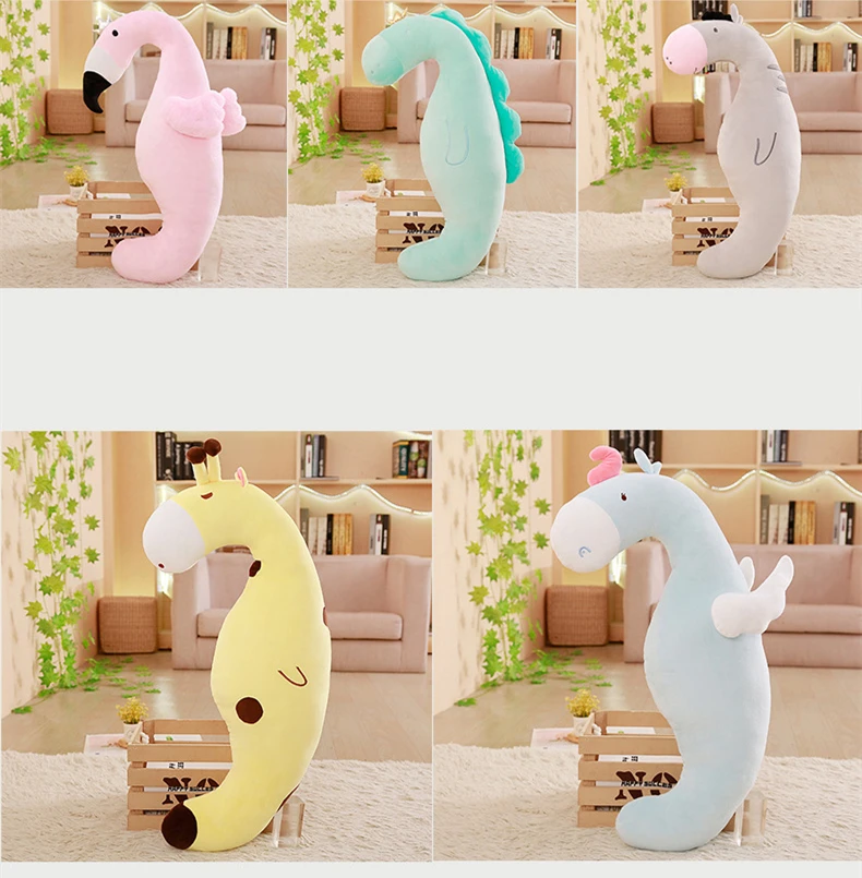 85/100cm Cute Sleeping Pillow Cartoon Plush Pillow Soft Pregnant Woman Pillow Animal Stuffed Back Support Cushion Flamingo Dolls