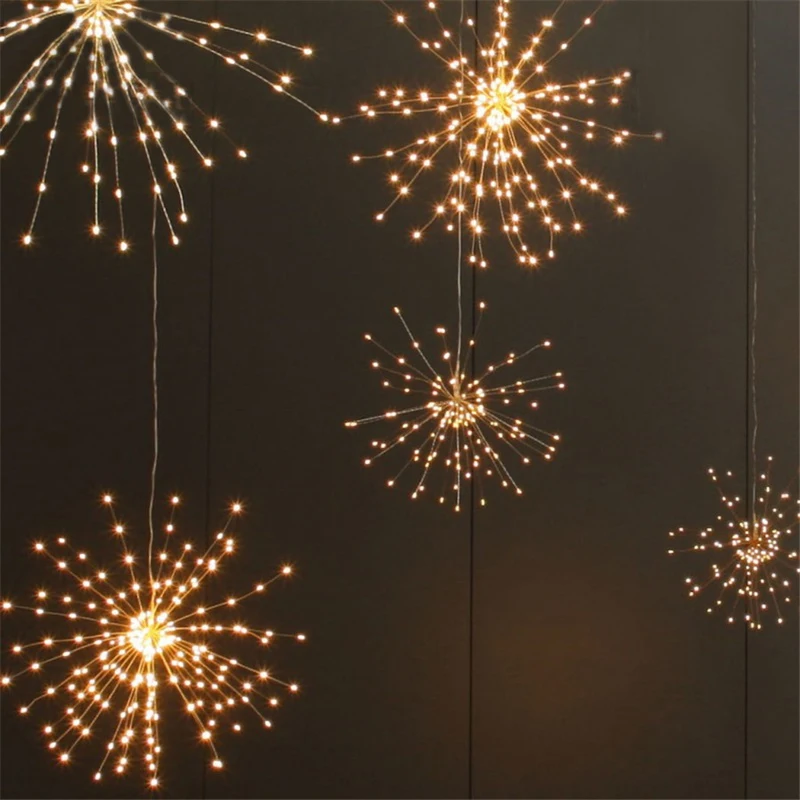 120Led 200 светодиодная Солнечная лампа Starburst струнная лампа медный провод солнечная панель Питание фея DIY фейерверк Рождество взрыв свадебный свет