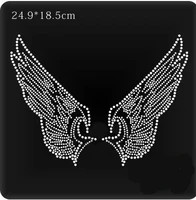 2pcslot angels wings design stone hot fix rhinestone motif rhinestone iron on transfers designs appliques for shirt