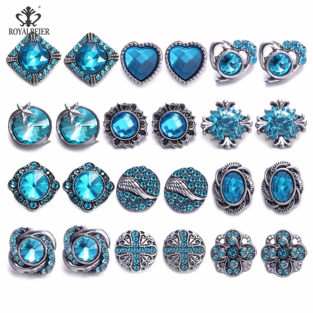 RoyalBeier 24 шт./лот Rhineston смеси кнопок 12 мм Металлические бусины для браслета DIY