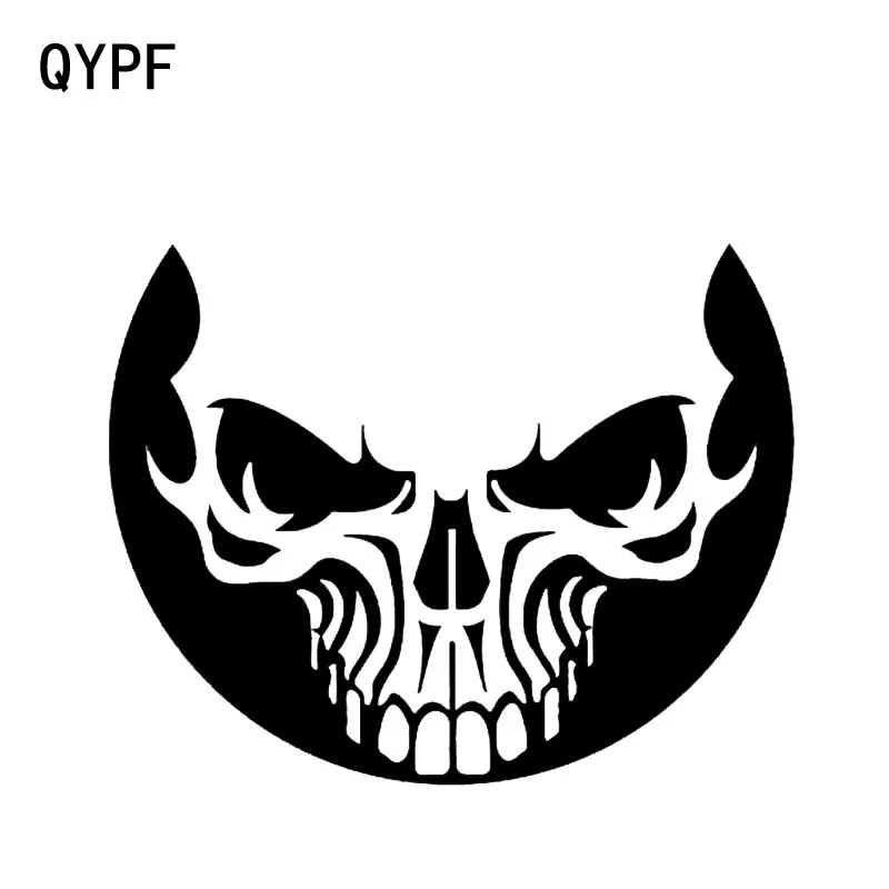 

QYPF 15.3*12.1CM Interesting Weird Smile Skull Decoration Car Stickers High Quality Vinyl C16-0173