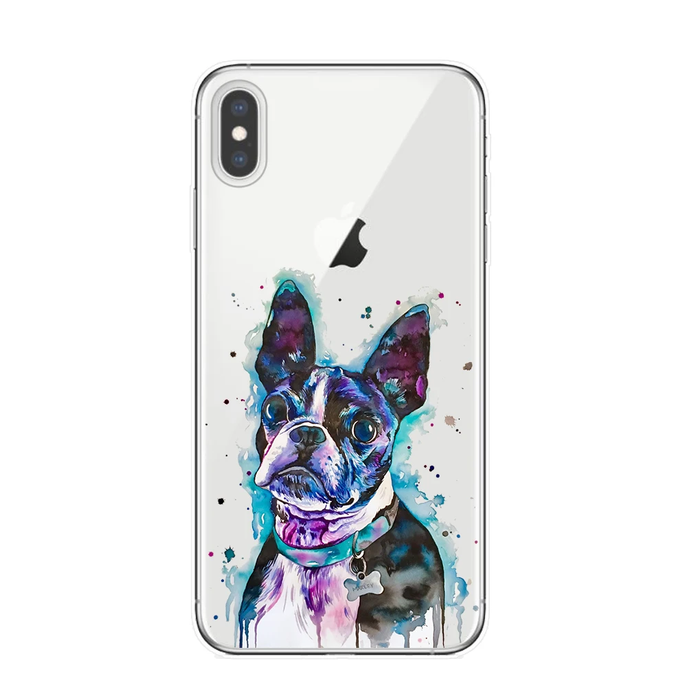Мягкий чехол для телефона из ТПУ с таксой и французским бульдогом Apple iPhone 11 Pro XS Max X