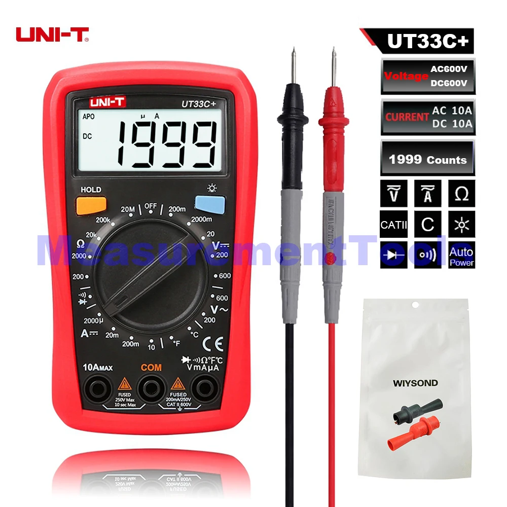 Цифровой мультиметр M103 UNI T UT33C DMM DC/AC V/A Cap тестер частоты диодов Ручной ЖК