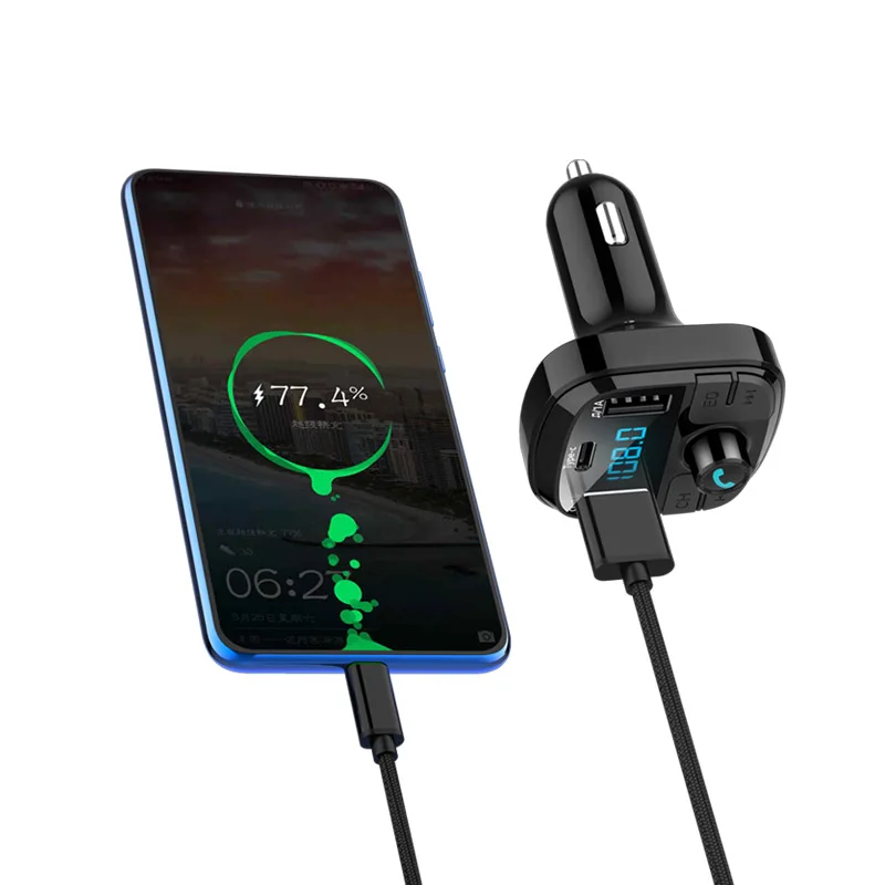 Автомобильный комплект jajabor с Bluetooth беспроводной fm-передатчик громкой связи Автомобильный MP3-плеер с зарядным портом типа C QC3.0 Быстрая зарядка