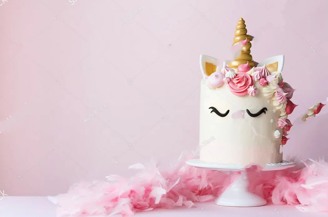 

Unicorn cake pink frosting photo studio background Vinyl cloth High quality Computer print birthday backdrops