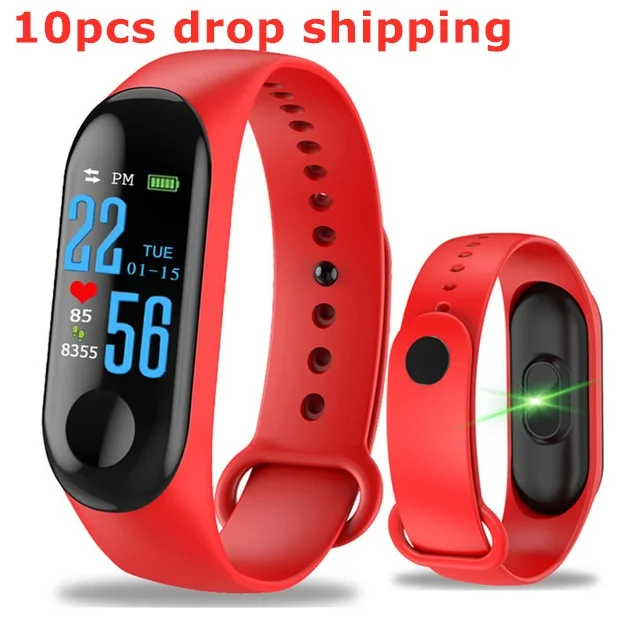 10 red 10 шт./лот M3 Pro Bluetooth спортивные Смарт часы с пульсом кровяного давления будильник шаг фитнес-трекер для Android и IOS - Цвет: 10 red