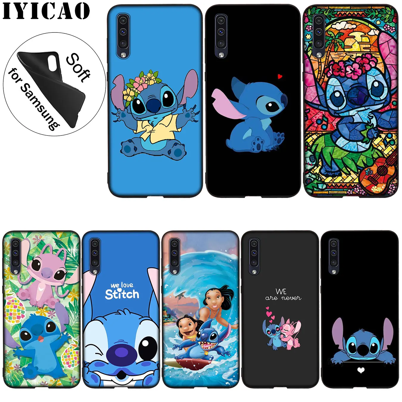 IYICAO Cute Lilo Stitch Cartoon Soft Silicone Case for Samsung Galaxy A70 A60 A50 A40 A30 A20 A10 A50S A40S A30S A20E A10S Cover |
