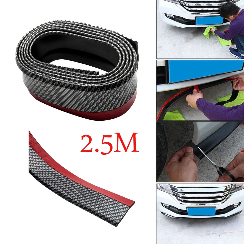 Universal 2.5M Car Front Bumper Strip Lip Carbon Fiber Effect Spoiler Rubber Hot | Автомобили и мотоциклы