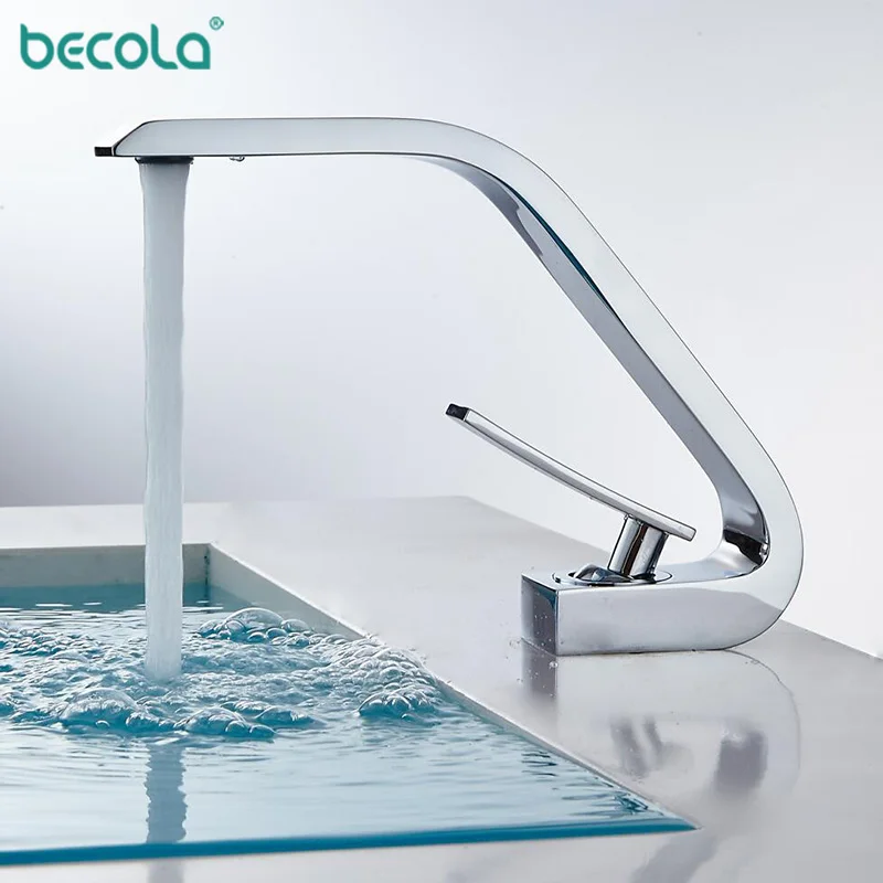 BECOLA ChromeBasin Смесители Современный Смеситель для ванной комнаты латунный, для умывальника кран с одной ручкой с одним отверстием элегантный кран для ванной комнаты