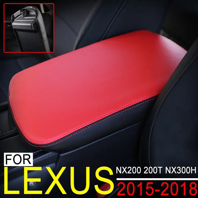 Кожаный верхний центральный подлокотник поверхностный чехол для Lexus NX200 200t NX300h- внутренние части красный черный CF