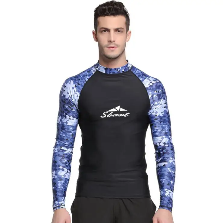 Гидрокостюмы Рашгард с длинным рукавом, рубашки для серфинга, купальные колготки, защита от солнца, UPF 50+, одежда для плавания, топ для виндсерфинга, дайвинга - Цвет: Коричневый
