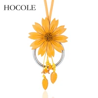 hocole 2018 new choker bright big flower necklace pendants leather flower statement necklace collier jewelry gift for women