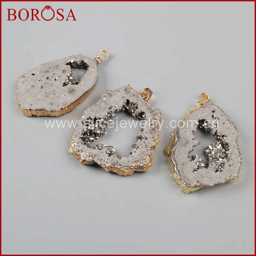 BOROSA 10 шт. подвеска Drusy Ювелирные изделия золотой цвет свободная форма смешанных