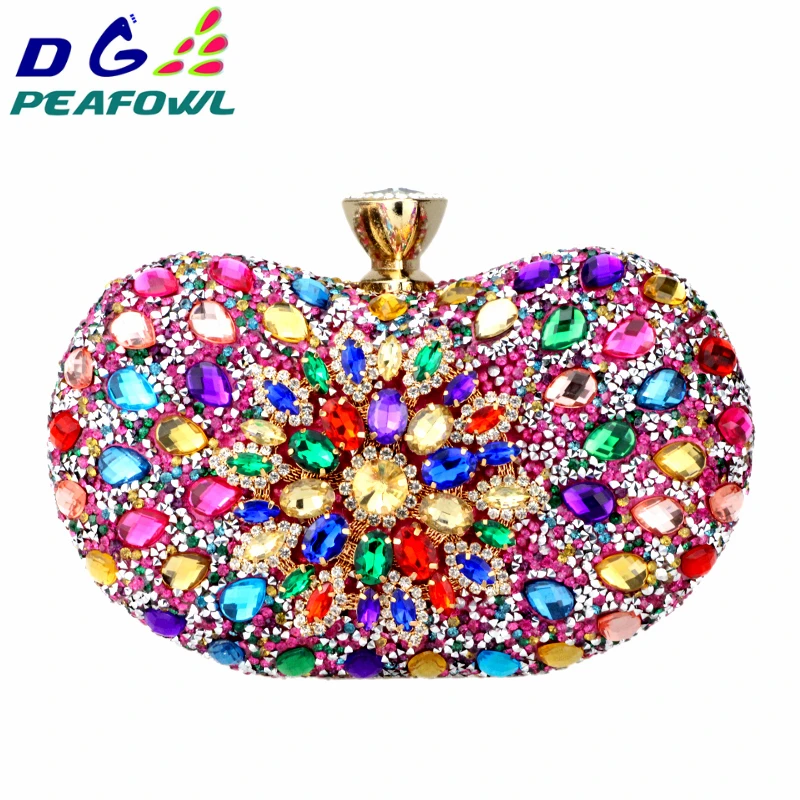 DG PEAFOWL 5 цветов с двумя боковыми роскошными кристаллами цветочный клатч Сумка