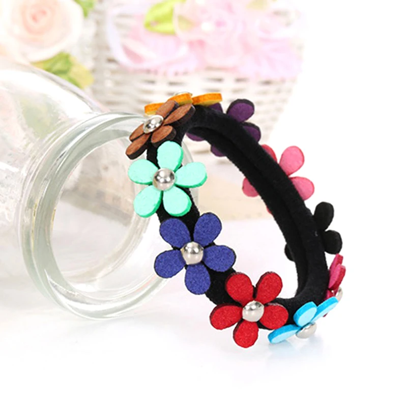 Женский милый цветной держатель для хвоста с цветком эластичные резинки волос