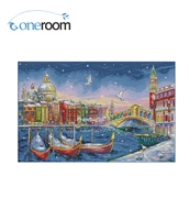 top quality lovely hot sell counted cross stitch kit venice venise at night water city chinese cross stitch