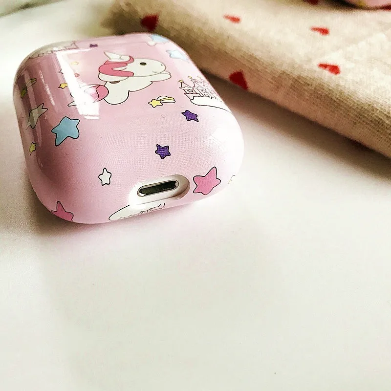 Милый чехол для наушников с единорогом и звездами для apple airpods, Bluetooth, беспроводная жесткая зарядная коробка, аксессуары для наушников, защитный чехол