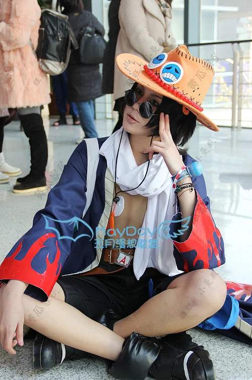 One Piece Portgas D Ace Косплэй костюм пальто+ брюки+ шапка+ шарф+ нога мешок+ локоть+ шляпа