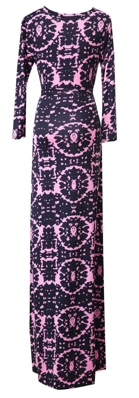 Новое модное женское Повседневное платье с длинным рукавом и цветочным принтом