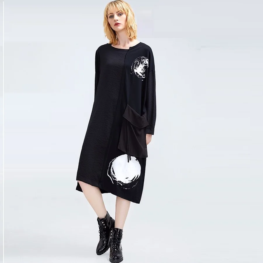 Новинка 2018 г. Весенние Для женщин Нерегулярные платье Асимметричный длиной до