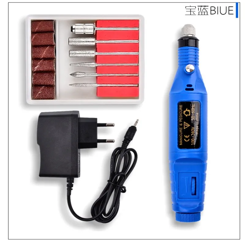 Мини дрель из нержавеющей стали для дизайна ногтей электрическая ручка маникюра